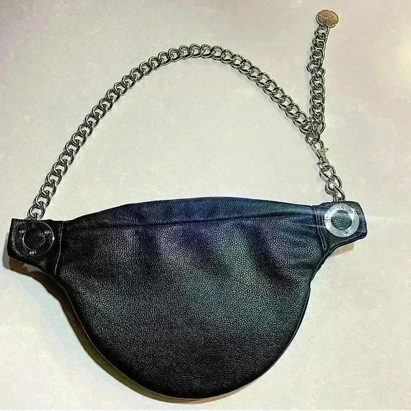 STEVE MADDEN BLACK SILVER CHAIN FANNY  PACK - Picture 2 of 11